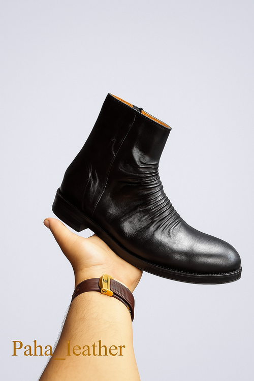 نیم بوت تمام چرم مردانه انگلیسی زیپی