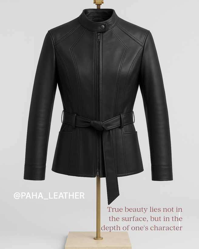 کاپشن چرم زنانه PAHA LEATHER – استایل کلاسیک، جذابیت ماندگار